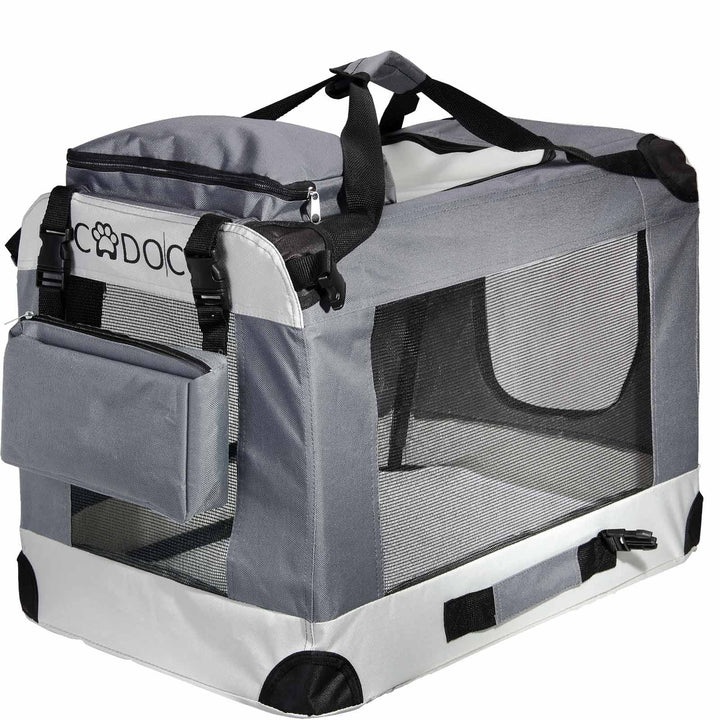 CADOCA® Hundebox XXL 90x60x66cm faltbar atmungsaktiv robust Hundetransportbox Transporttasche Hausti