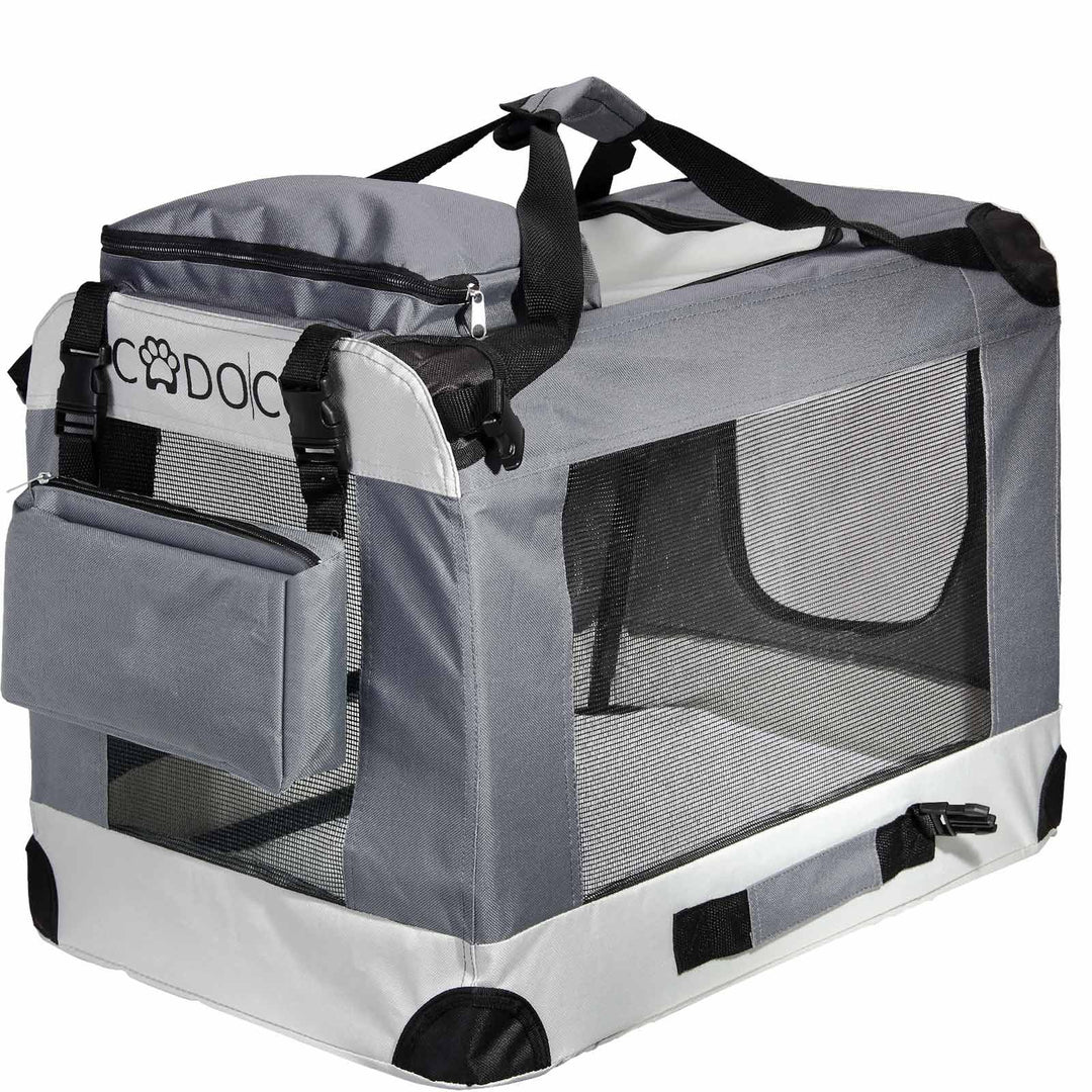 Cadoca® Hundebox Hundetransportbox faltbar robust L 70x52x50cm atmungsaktiv Transporttasche Haustier