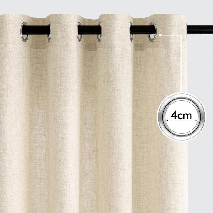 MIULEE Leinen Vorhänge mit Leinen Ringe Effekt Wohnzimmer Modern Semi-transparent Voile Vorhang Natu