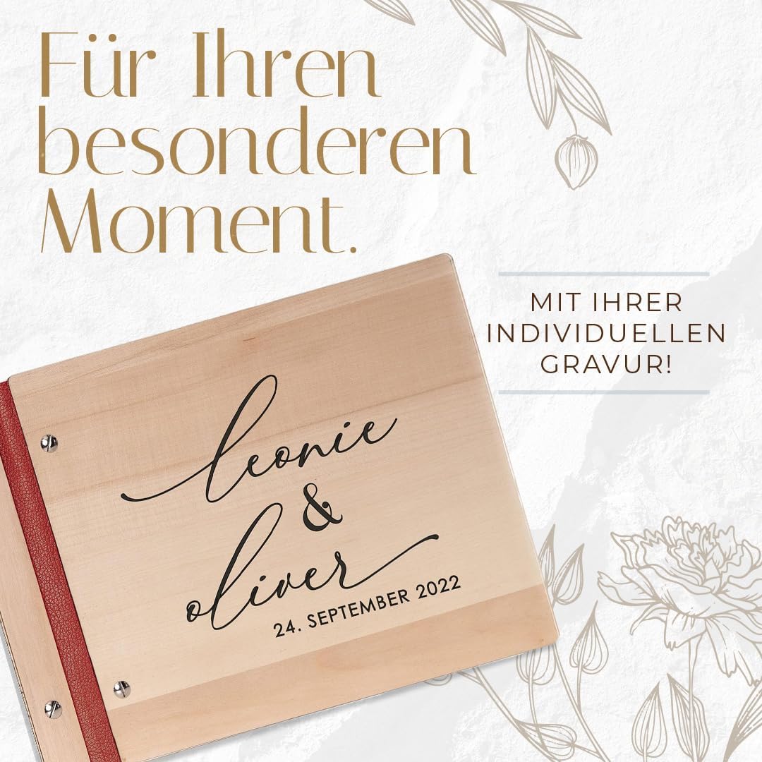 Hochzeitideal – Personalisierbares Gästebuch Hochzeit Patti E10 mit 40 Seiten I Hochzeit Gästebuch a
