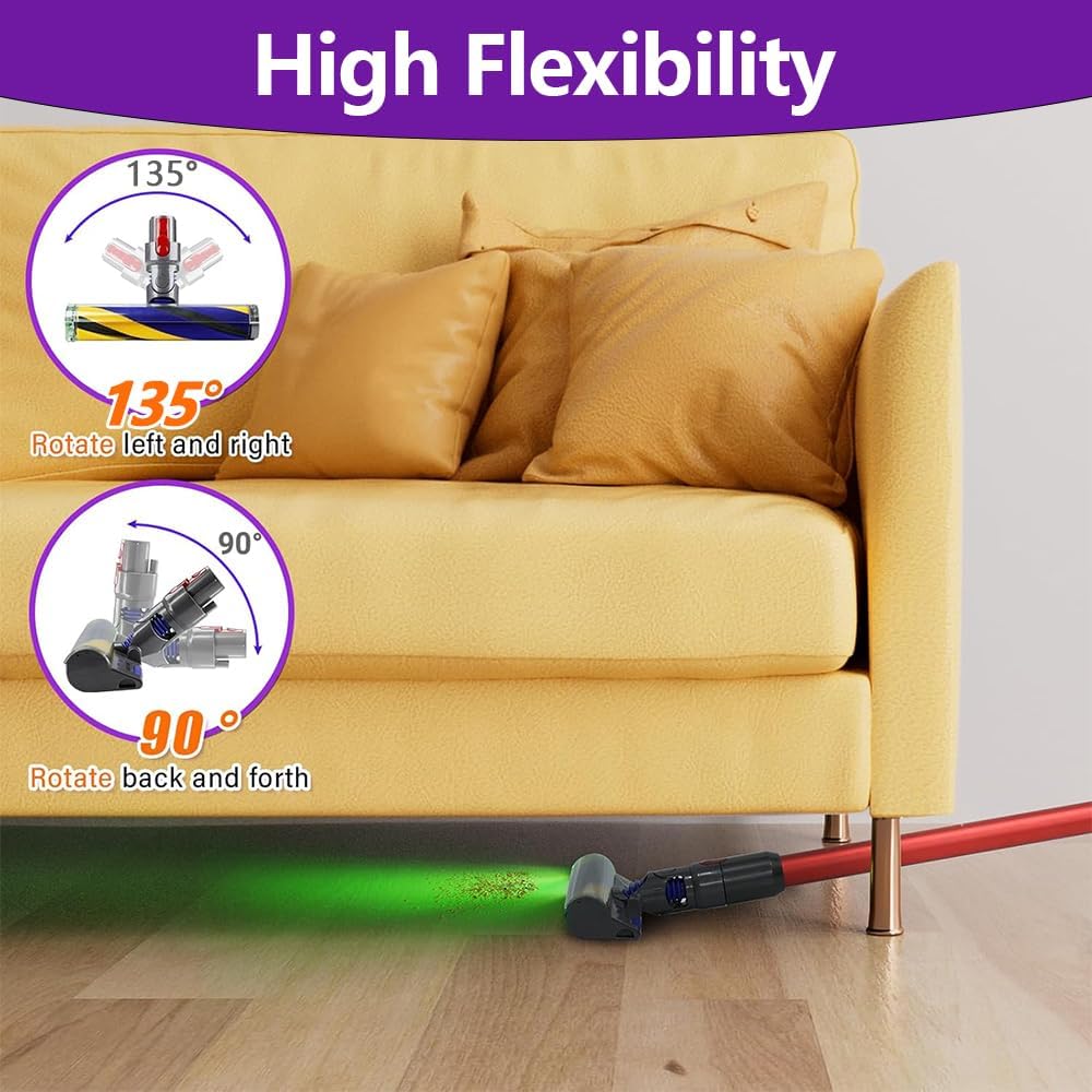 Softwalze Bodendüse für Dyson V7 V8 V10 V11 V15 Staubsauger, Elektrischer LED Fluffy Soft Roller Bür