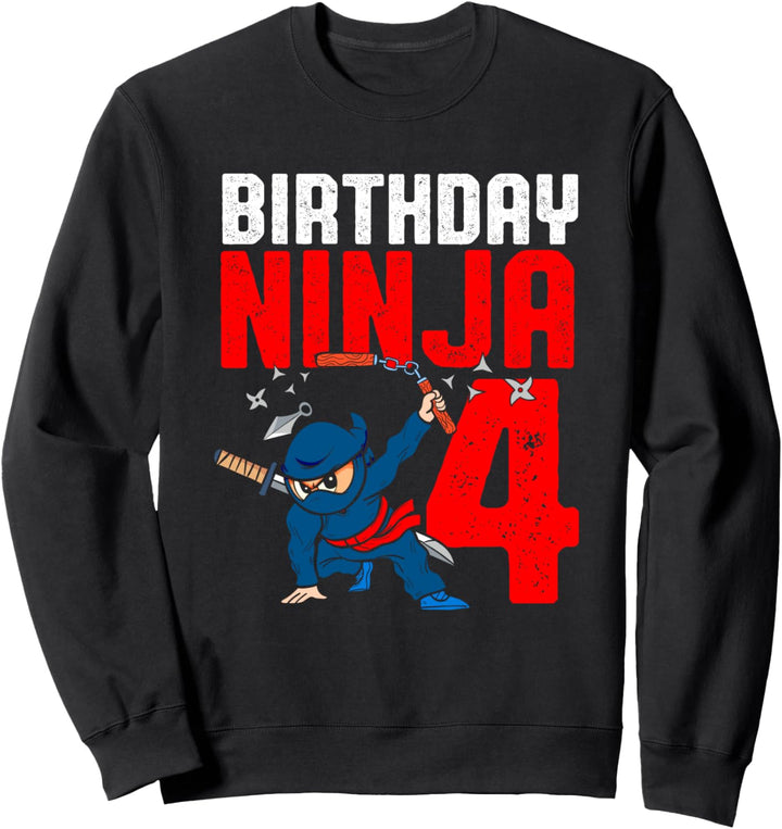 Ninja Geburtstag Party 4 Jahr alt 4. Thema Jungen Mädchen Sweatshirt