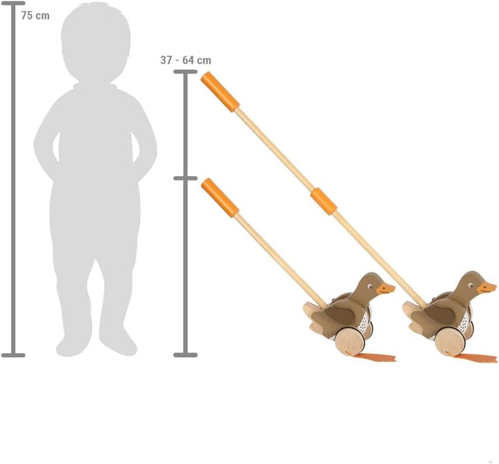 small foot Schiebetier Ente mit beweglichem Kopf aus Holz, hilft beim Laufenlernen, Schiebespielzeug