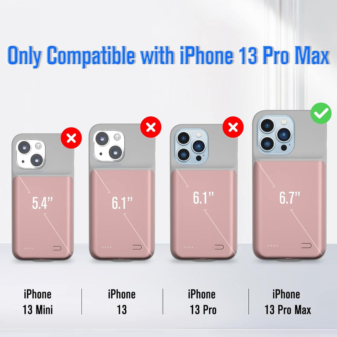 HUOBAO Batteriehülle für iPhone 13 Pro Max, [6000mAh] Ladegerät Hülle für iPhone 13 Pro Max, Schütze