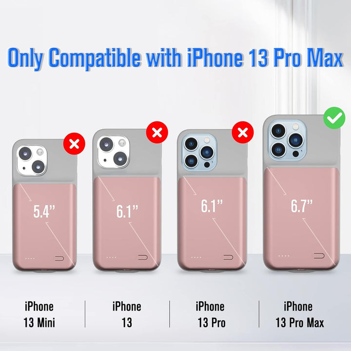 HUOBAO Batteriehülle für iPhone 13 Pro Max, [6000mAh] Ladegerät Hülle für iPhone 13 Pro Max, Schütze