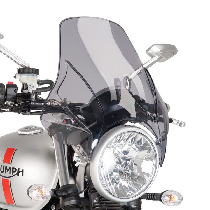Windschild Puig Plus kompatibel für Triumph Thruxton 1200 / R rauchgrau
