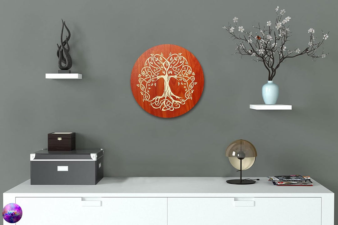 Kunst und Glas BAUM DES LEBENS aus Holz Deko gross Ø 40cm · Wanddeko Lebensbaum nachhaltig aus Natur