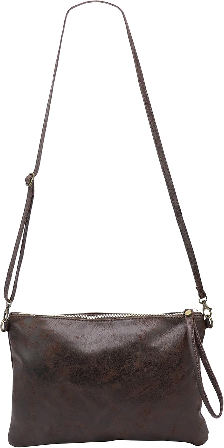 SH Leder Echtleder Umhängetasche Clutch im vintage look mittelgross Tasche Abendtasche 33x22cm Clara
