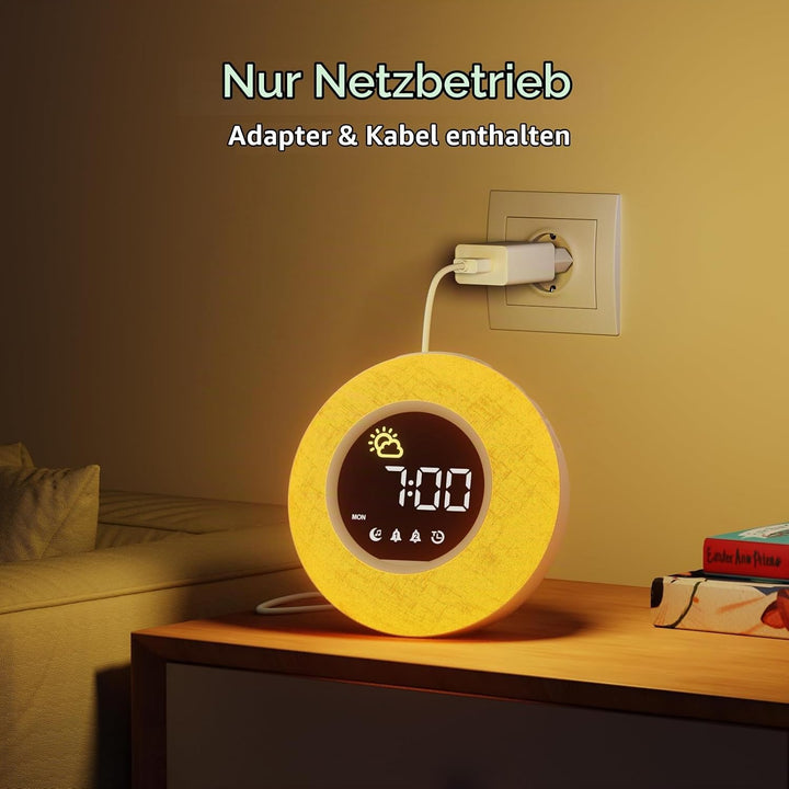 Wecker Digital, Kinderwecker mit 12 Naturgeräuschen und Countdown, Stoffwecker 10 Nachtlicht, Doppel