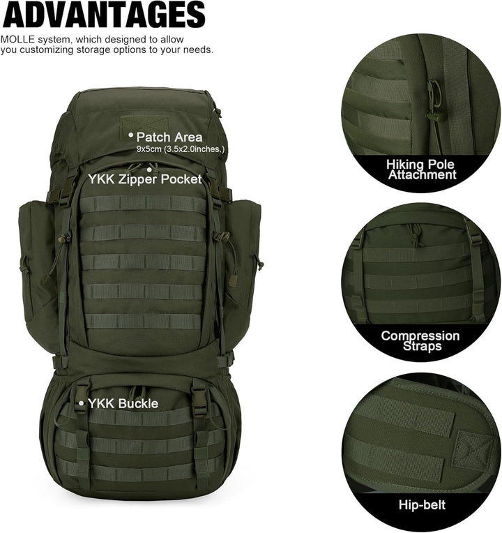 Mardingtop 50/60 Liter Erwachsene Taktischer Trekkingrucksacke Rucksack Outdoor Wanderrucksäcke Arme