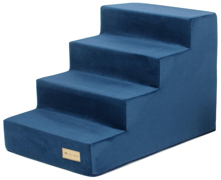 Hundetreppe mit 4 Stufen Katzentreppe Haustiertreppe Einstiegshilfe Schaumstoff (Farbe: dunkelblau),