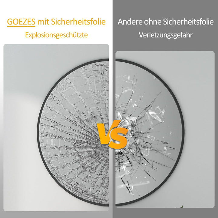 Goezes Runder Spiegel Schwarz 40cm Wandspiegel, Rund Schwarz Wandspiegel Metallrahmen Spiegel Dekora