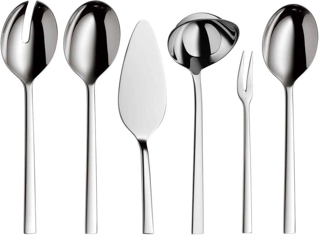 WMF Sonic Besteck Set 12 Personen, 66 teilig, 60 Teile mit Servierbesteck, Hohlheftmesser, Cromargan