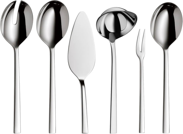 WMF Sonic Besteck Set 12 Personen, 66 teilig, 60 Teile mit Servierbesteck, Hohlheftmesser, Cromargan