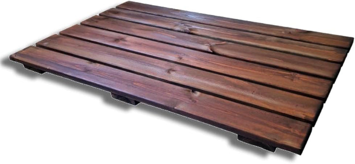 Duschmatte rutschfest 100x60 cm aus imprägniertem Kiefernholz 4 cm dick braun (100x60 cm), 100x60 cm