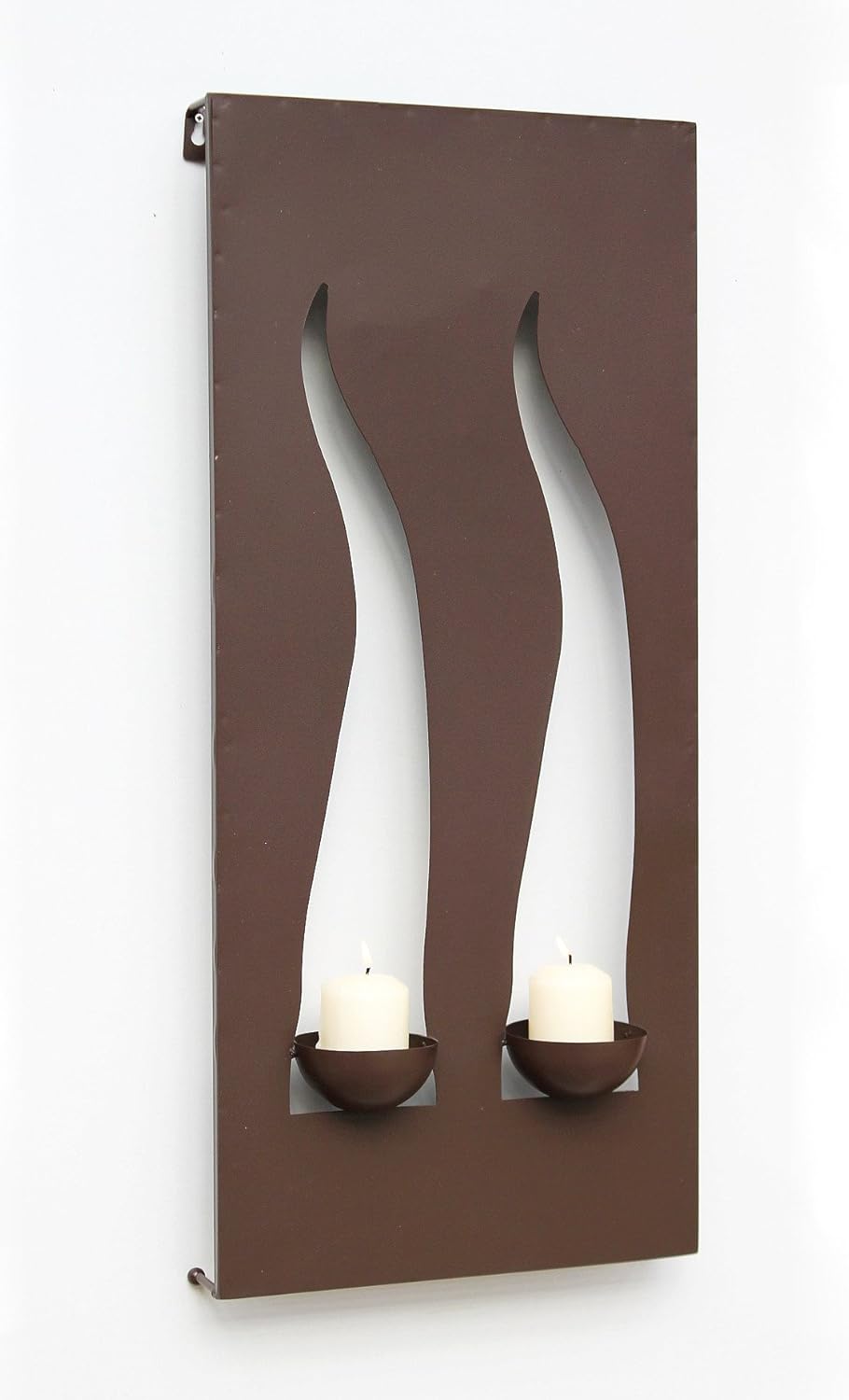 Kerzenhalter Windlicht "Flamme" 60x16x20cm 2-flammig Kerzenleuchter Metall Braun Metalldekoration z.
