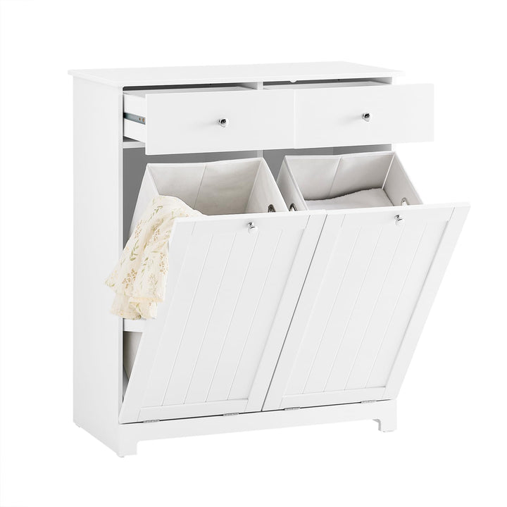 SoBuy Mülleimer Schrank mit 2 Fächern à 45L - Mülltrennsystem für Kücheaus E1 MDF, Küchenschrank für