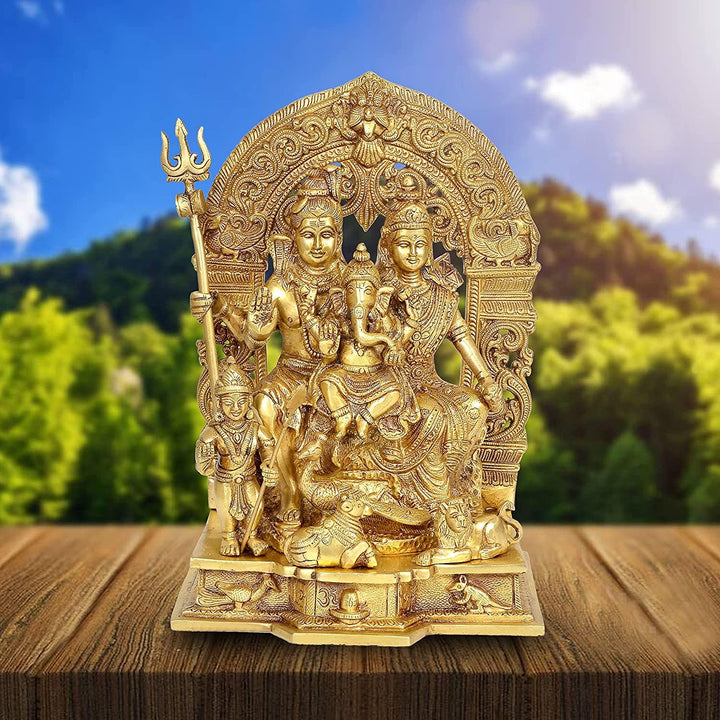AONA Shiv Parivar Messing Pooja Idol/Messing Made Shiv Parivar/Shiv Parvati Ganesh Idol für Glück, E