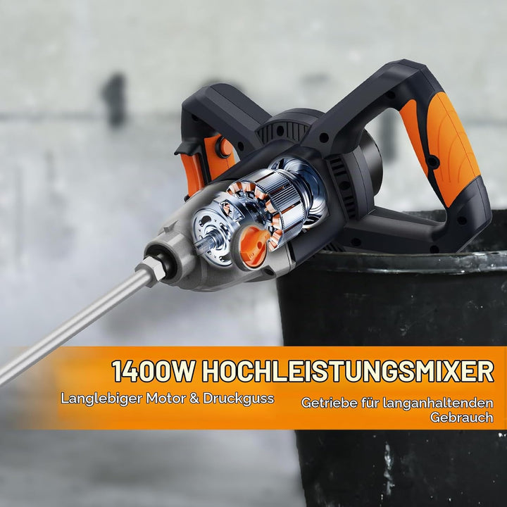 MAXXT 1400W Rührwerk mit 2-Gang-Getriebe &amp; Sanftanlauf | M14 Rühreraufnahme | Dauerleistungsmotor |