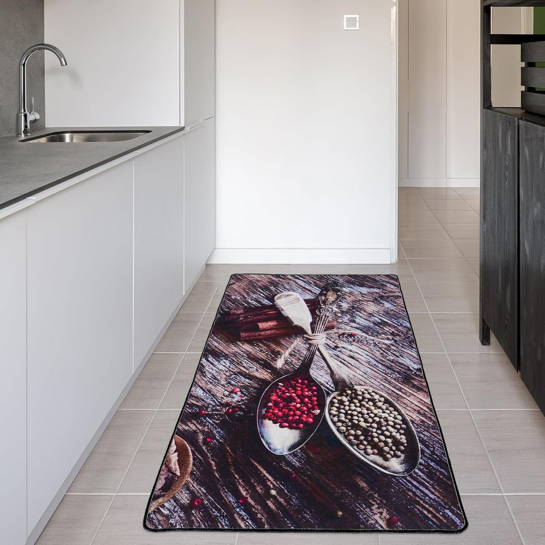 miqna küchenteppich Moderne rutschfeste Sohle Gel Läufer waschbar schwarz (Spice, 100 x 200) Spice 1