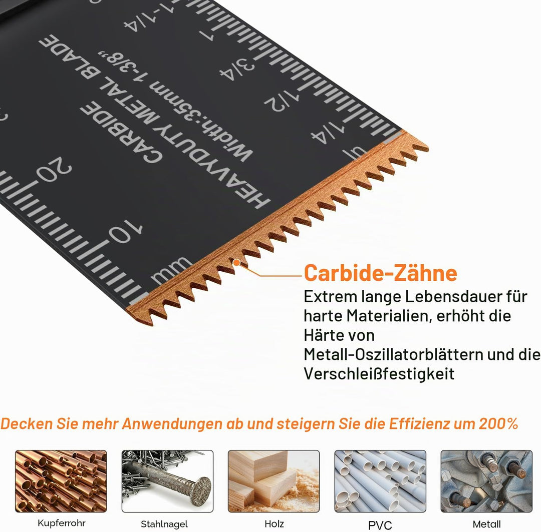 PECHAM 23tlg Multitool Sägeblätter Carbide Hartmetall,Titan-Oszillierende Sägeblätter,Gemischte Kit