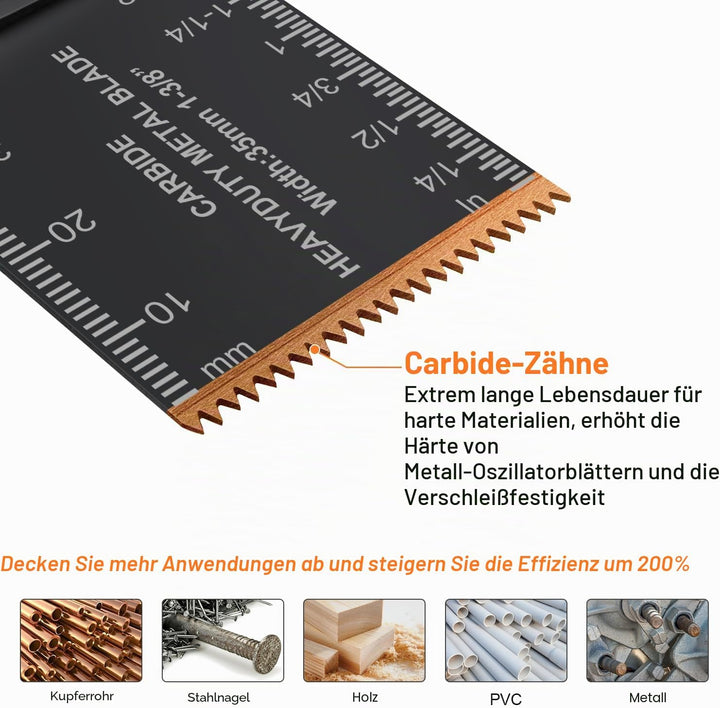 PECHAM 23tlg Multitool Sägeblätter Carbide Hartmetall,Titan-Oszillierende Sägeblätter,Gemischte Kit
