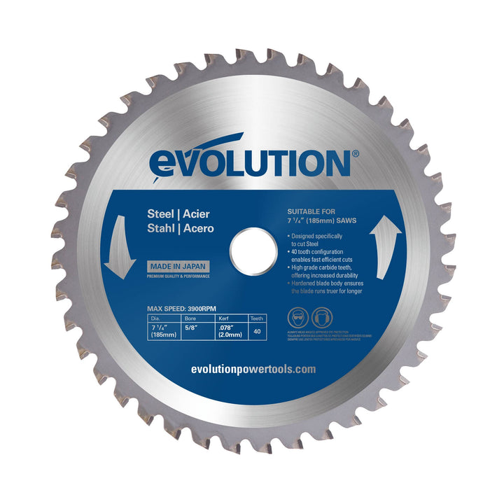 Evolution M185TCT-40CS - 185 mm Sägeblatt zum Schneiden von Baustahl - Metall-Sägeblatt mit 40 Zähne