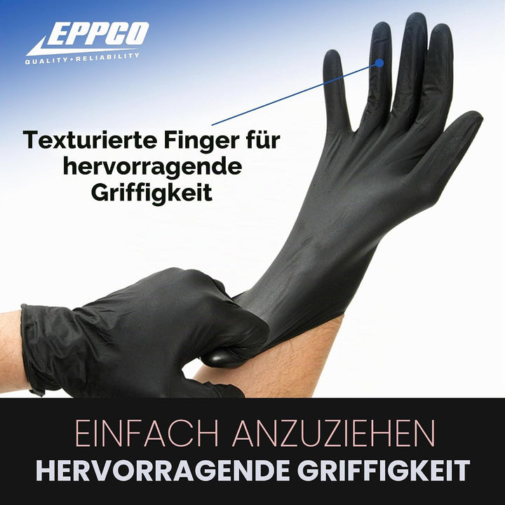 Kunzer Nitril-Einweghandschuhe Schwarz Grease Bully (Dispenser mit 100 Stück), L (100er Pack), L (10