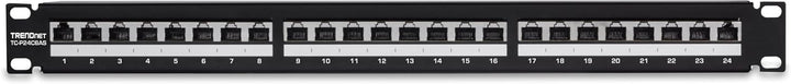 TRENDnet TC-P24C6AS 24-Port Cat6A geschirmtes 1U Patch Panel, 1000BASE-T/10GBASE-T unterstützt, Komp