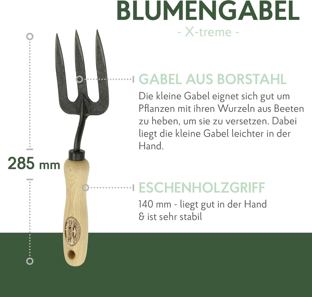 DeWit Blumengabel 'X-Treme' klein 28,5 cm I Profi Grabegabel aus Borstahl mit FSC®-zertifiziertem Ha