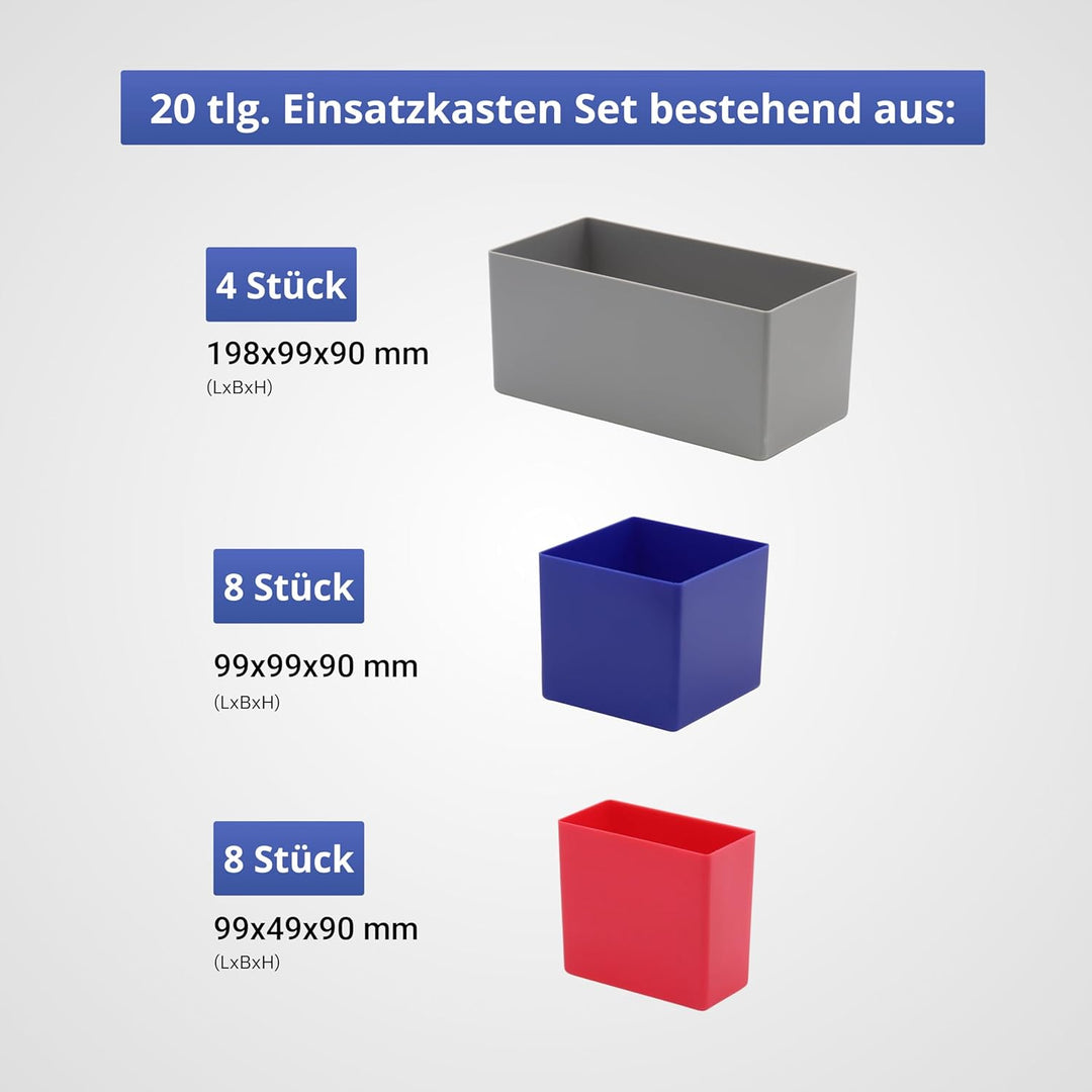 Schubladen Einsatzkasten Mix Set, verschiedene Grössen & Farben, Schubladeneinsätze, Kleinteilesorti