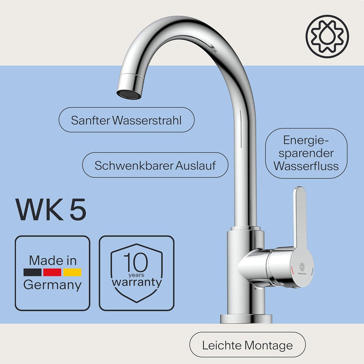 Wasserwerk Küchenarmatur WK5 | Wasserhahn Küche | Armatur Spültisch | Mischbatterie für die Küche |