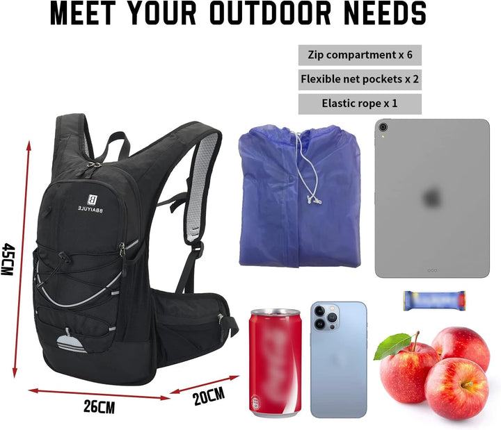 BBAIYULE® Trinkrucksack, isolierter Trinkrucksack mit 2 l BPA-freier Wasserblase, für Laufen, Wander