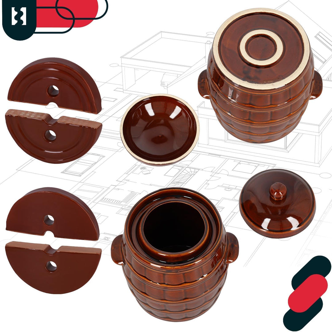 KOTARBAU® Gärtopf 8 L Steinguttopf mit Deckel und Beschwerungsstein Hermetisch Sauerkrauttopf Gurken
