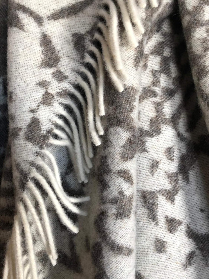 JOWOLLINA Wendedecke Wolldecke Plaid Kuscheldecke 100% Wolle 130x170 cm (Python braun Melange), Pyth