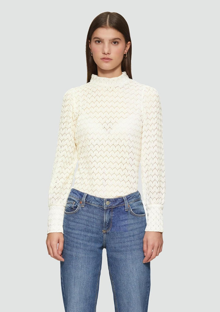 QS Damen 2158339 Langarmshirt mit Strukturmuster XL 0510, XL 0510