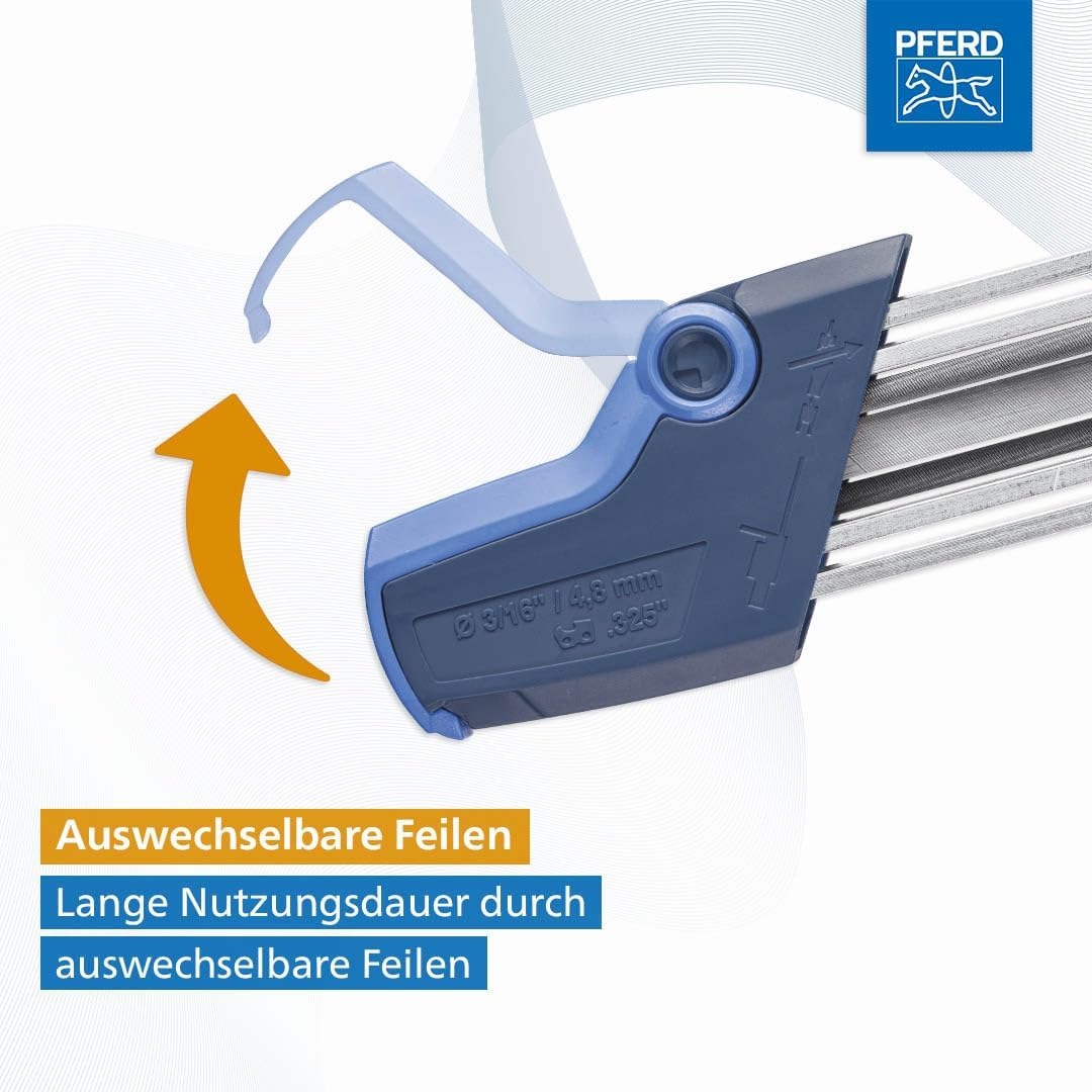 PFERD 17301 Kettensägeschärfgerät CHAIN SHARP CS-X, Feilen-ø 4,8 mm, 11098048 – Sägezahn und Tiefenb
