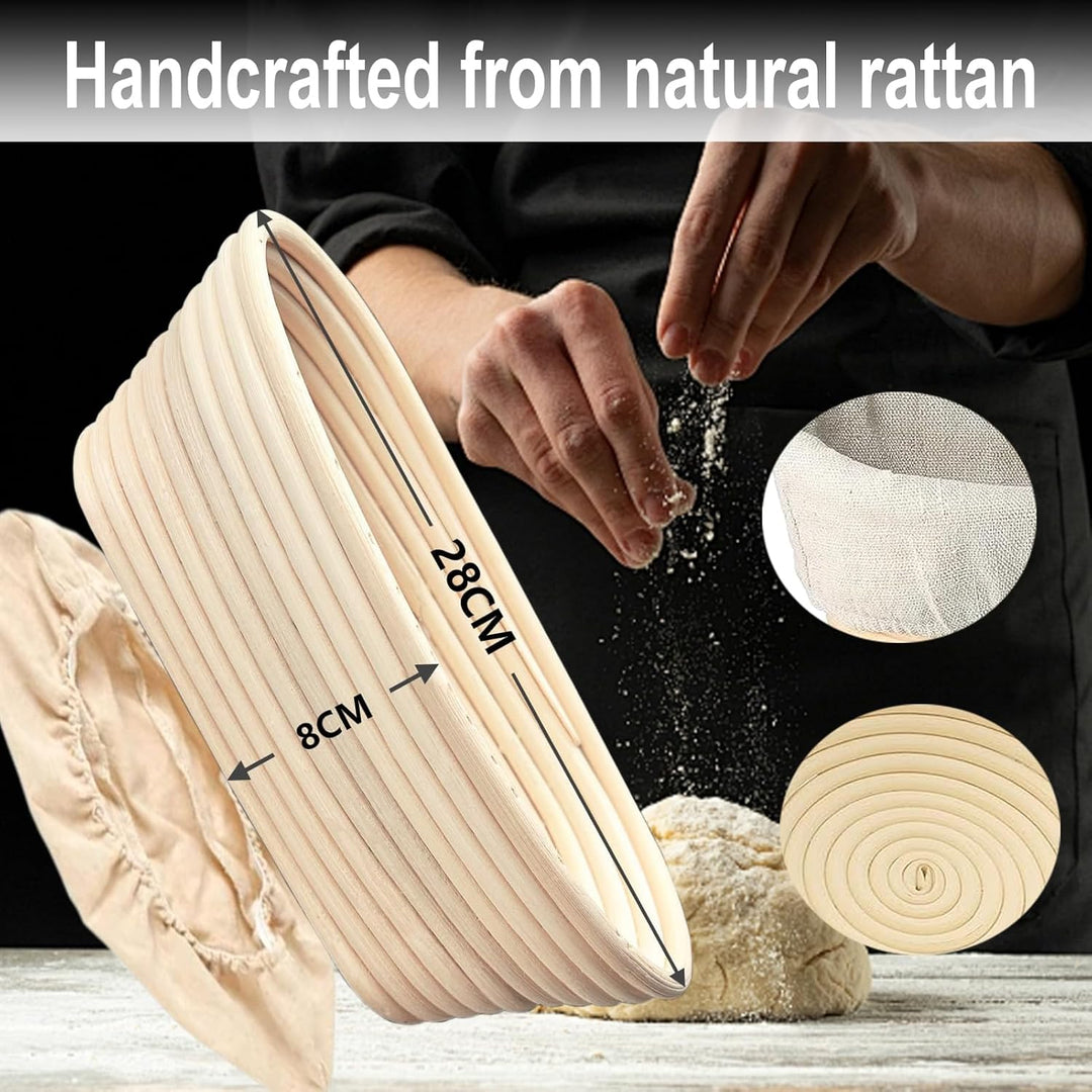 Gärkorb Oval 28cm, Gärkörbchen 1.2kg aus Peddigrohr, Brotbacken für Brot, Brot Backen Zubehör, Garkö