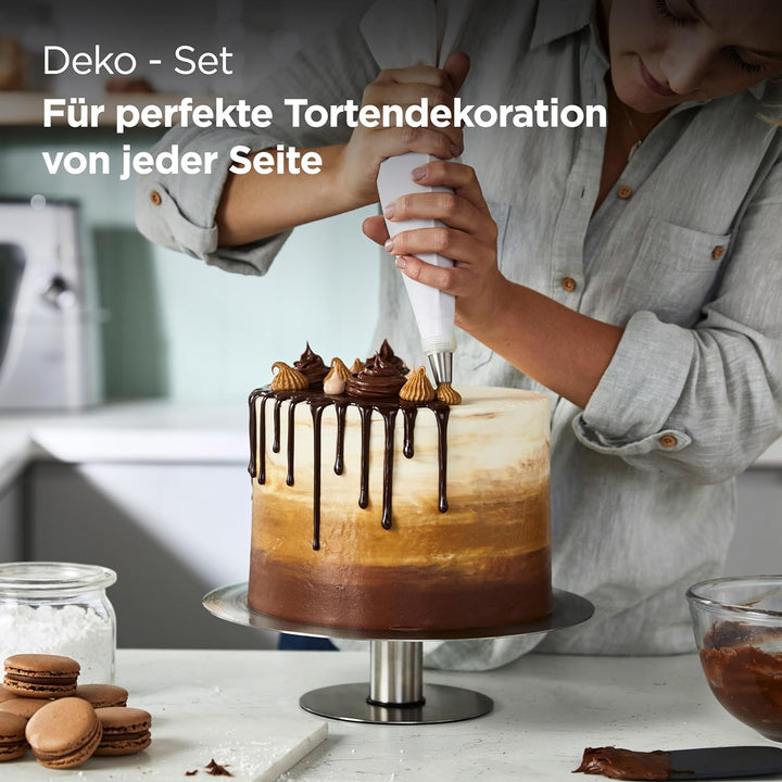 Kenwood Tortendekorationsset KWSD100, Deko-Set für Kuchen und Torten inkl. Tortenplatte, Spritzbeute