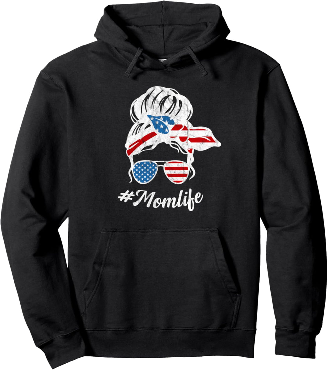 Vierter Juli Mom Leben unordentlichen Brötchen Frauen niedli Pullover Hoodie
