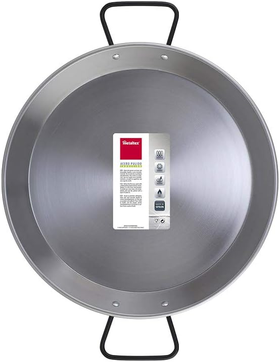 Metaltex - Paella-Pfanne aus poliertem Stahl, Induktion, 8 Rationen, 38 cm Induktion 8 Raciones, Ind