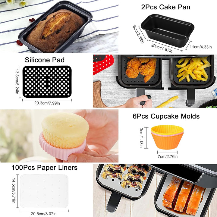 Heissluftfritteuse Zubehör Set von 15, Grillrost, Kuchen Brotform für AF300EU AF400EU SL400EU Double