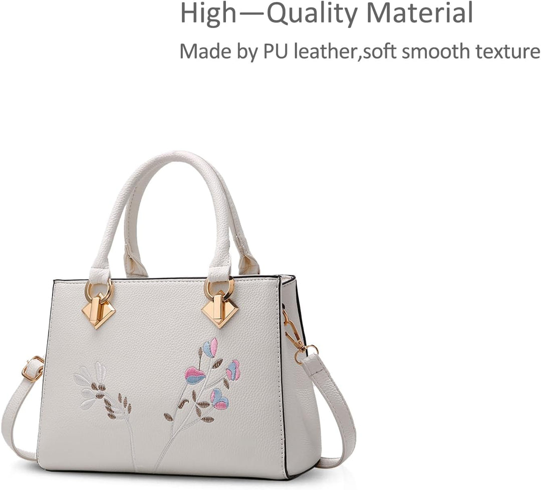 NICOLE & DORIS Retro Women Top Handle Handbags Tote Purse Shoulder Bag Crossbody Bag PU Leather Weis