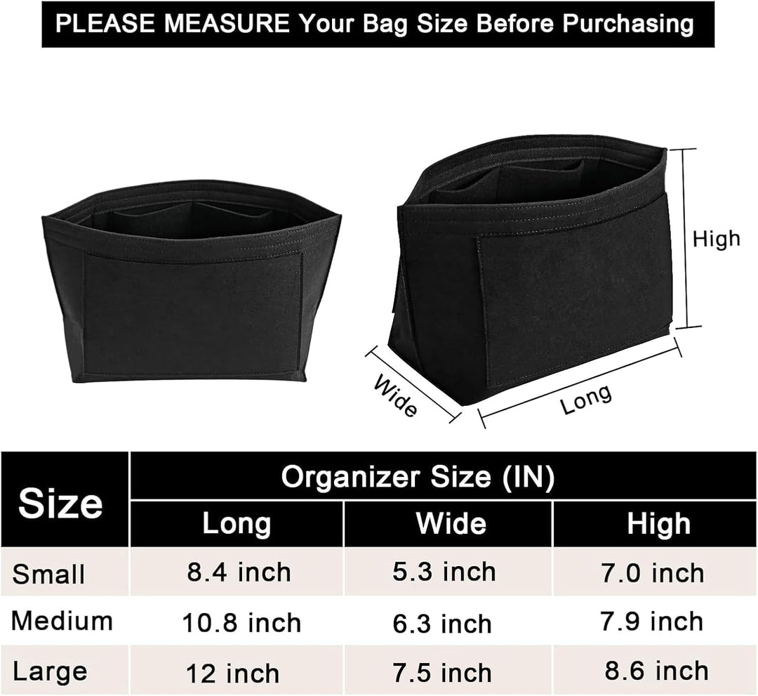 LOUKAYCCI Filz-Organizer-Handtascheneinsatz für Longchamp Le Pliage M, Grösse M, Schwarz