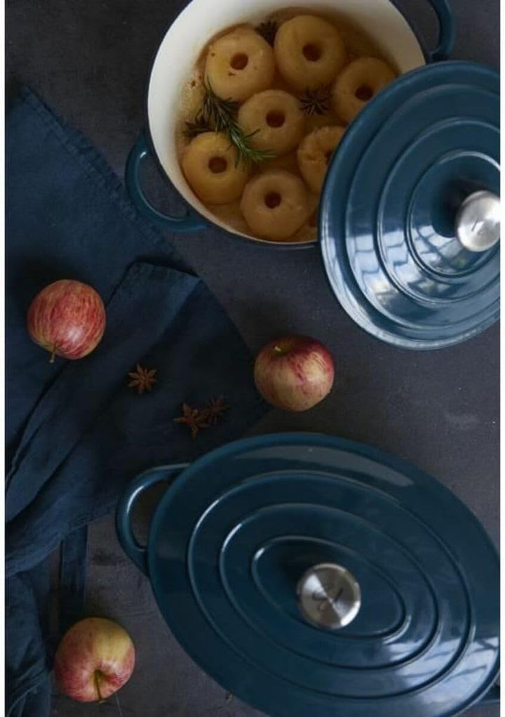 Baumalu - Runde Gusseisenbräter 24 cm - Farbton Blau-Grün - Geeignet für alle Herdarten, einschliess