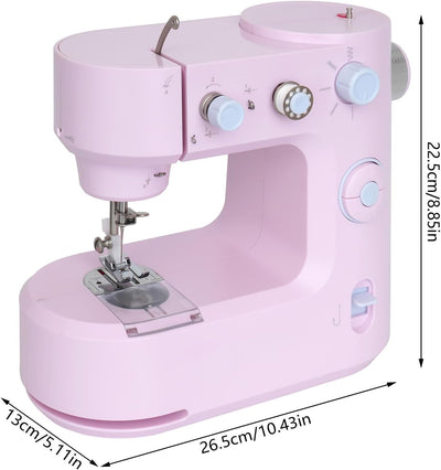 SABUIDDS Nähmaschine Rosa für Anfänger und Kinder, mit Hand- und Fusspedal, 5 Nähprogramme für Häuse
