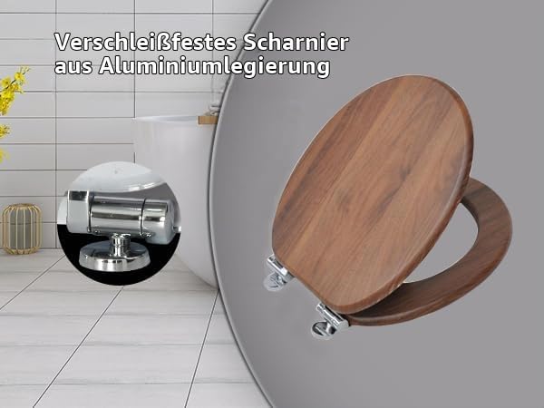 MDF-Toilettensitz mit Soft-Close-Mechanismus, O-förmiger Toilettensitz mit verstellbaren Scharnieren
