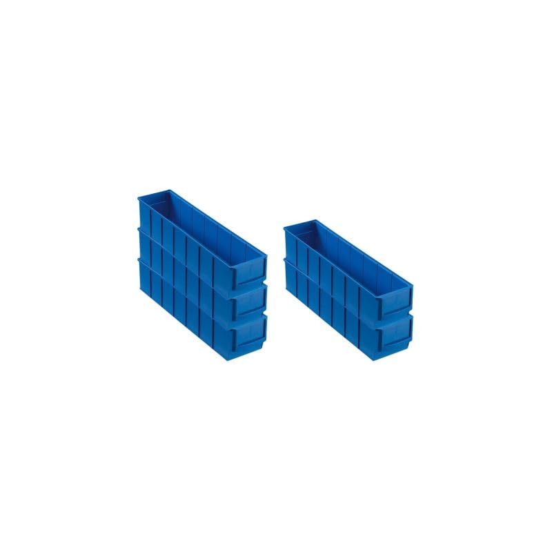 SparSet 5x Blaue Industriebox 400 S | HxBxT 8,1x9,1x40cm | 2,2 Liter | Sichtlagerkasten, Sortimentsk
