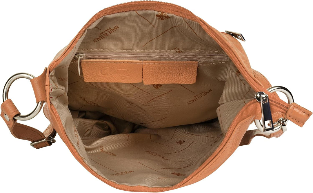 Umhängetasche Echt Leder Damen Made in Italy, Handtasche, Schultertasche, Crossbody Bag aus Leder 02