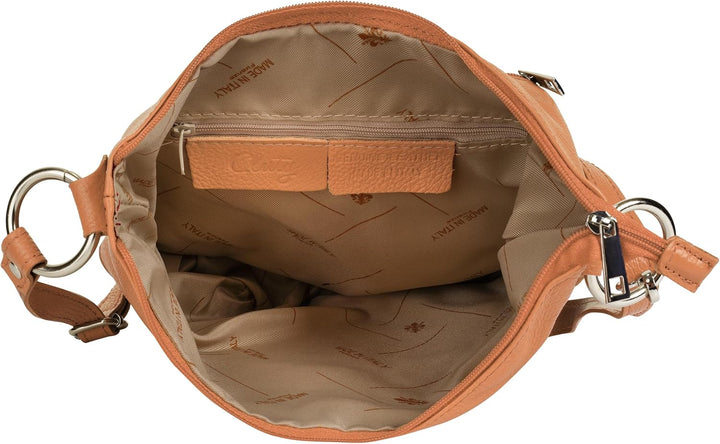 Umhängetasche Echt Leder Damen Made in Italy, Handtasche, Schultertasche, Crossbody Bag aus Leder 02
